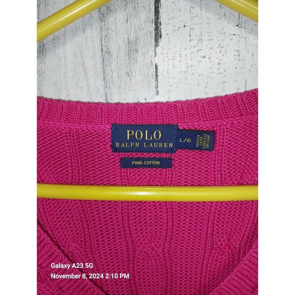 Polo by Ralph Lauren Pink V-Neck Sweater - Picture 5 of 8